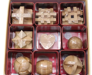 Puzzle toy  Luban Lock Chinese Assembly 9 Pcs Model FHR6063-2  Wood New - Picture 1 of 5