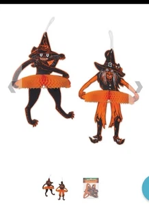 Beistle 1929 Halloween Jointed Witch and Cat Reproduction - Picture 1 of 7