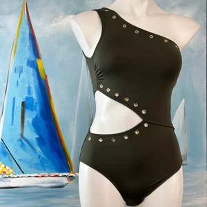 Michael Kors One Piece Swimsuit Olive OneShoulder Cutout Size 6 - Picture 1 of 9