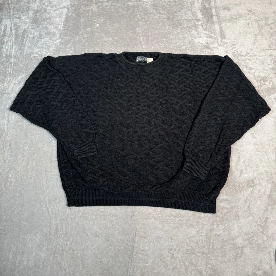 Vtg Members Only Sweater Mens 2XL Black Cotton Cable Knit Pullover Casual - Image 1 of 4