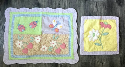POTTERY BARN ? QUILTED PILLOW SHAM Cotton Floral Garden Little Girl LOT 2 - Image 1 of 4