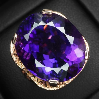 Кольца из розового золота 925 пробы с мерцающим полуночным фиолетовым аметистом 16 карат - Изображение 1 из 4