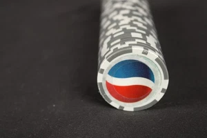Pepsi Poker Chip Roll Golf Ball Marker Classic Pepsi Logo 50 Roll Gray Sides - Picture 1 of 4