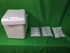 Styrofoam Shipping Box Cooler 6"X8"X8" Interior + 3 Gel Packs - Picture 1 of 3