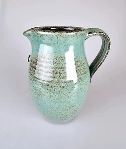 "Handgefertigte Kunst Keramik Krug Flammenglasur signiert blau grün 7"" - Bild 1 von 5