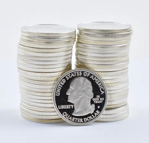 (40) PROOF 90% Silver State Quarter $10 FACE Roll Bullion Junk Collection Cover