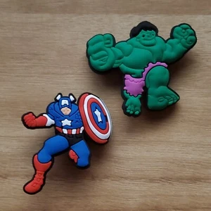 Marvel Croc Shoe Charms Lot Of 2 Hulk Captain America Superheroes - Picture 1 of 5
