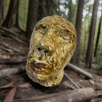 Vintage Bust Head Sculpture Art Weird Putrid Glazed Plaster - Image 1 of 4