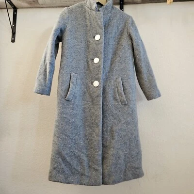 Abrigo de lana vintage para mujer XS azul gris tweed forro rosa  Foto 1 de 4