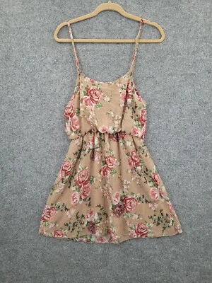 Mini Vestido Poetry Clothing Mujer Mediano Sin Mangas Forrado Beige Floral Foto 1 de 4