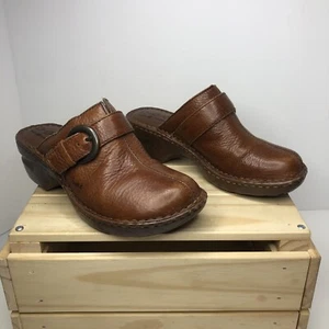 b.o.c. Born Concept Women’s Brown Leather Slip On Clogs Sz. 6/36.5 Nurse Shoes - Picture 1 of 12