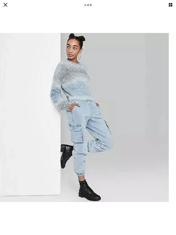 Women's Spacedye Crewneck Pullover Sweater - Wild Fable Blue Gray XS