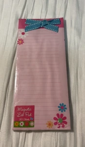 New Pink Magnetic List Pad w/ Flowers - 80 Sheets - Picture 1 of 3