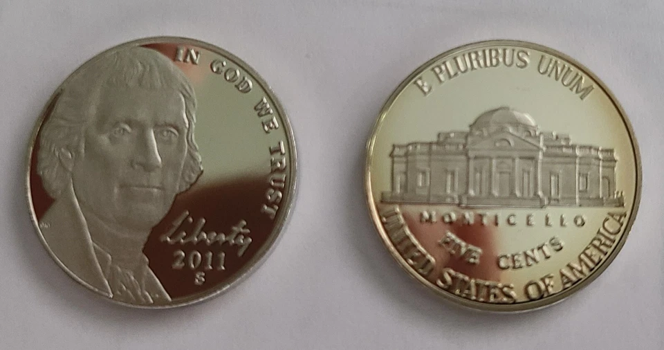 2011 S JEFFERSON NICKEL GEM PROOF FROM SILVER MINT SET. HIGH GRADE! NICE COIN! - Image 1 of 1