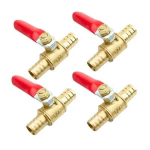 4Pcs 8mm Hose Barb Inline Water/Air Gas Fuel Line Shut-off Brass Ball Valve ct - Picture 1 of 7
