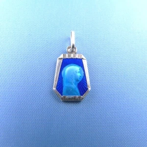 Small Virgin Mary Medal * Antique Sterling Silver Pendant - Picture 1 of 4