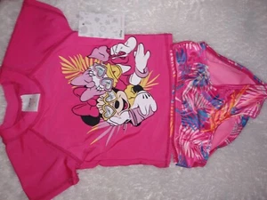 Disney Store Toddler Girl's Minnie &Dasey Flower 2 Piece Swimsuit Rashguard 2T - Picture 1 of 6