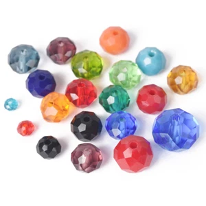 3mm 4mm 6mm 8mm 10mm 12mm Roundelle Faceted Crystal Glass Pure Color Loose Beads - Picture 1 of 53