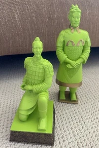 Rare 2 Terracotta Warrior statue figurines General & Soldier China byResin Green - Picture 1 of 5