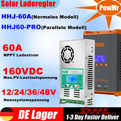 PowMr MPPT 60A Solar Laderegler 12/24/36/48V Solar Controller Regler Max PV 150V