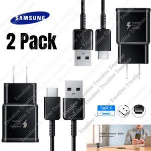 2 Pack For Samsung Android Adaptive Fast Charger Kit USB Type C Cable Wall Block - Picture 1 of 15