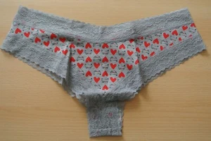 Victoria's Secret Cheeky Panty - Size XL - Gray w. Hearts & Cats Print - Picture 1 of 6