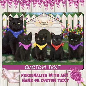 Black Cat Floor Mat Personalized Pet Door Mat Valentine Day NWT - Picture 1 of 51