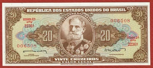 REPUBLIC OF BRAZIL ND(1962) 20 CRUZEIROS VALOR LEGAL SIGN. 11 P-178a.1 CH CU - Picture 1 of 2