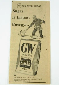Vintage 1965 GW Extra Fine Sugar Instant Energy Golden Barrel Print Ad - Picture 1 of 1