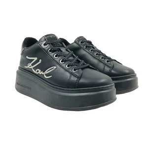 Karl Lagerfeld Women's Black Leather Lace Up Sneakers Shoes EUR 38 UK 5 US 7 - Picture 1 of 19