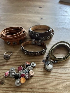 4Teiliges Noosa Armband Set mit Ring & 18 Schunks Lederarmband - Bild 1 von 14