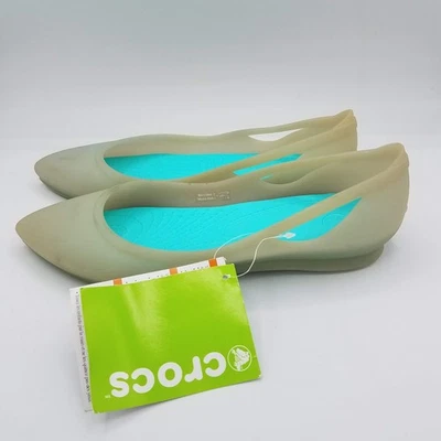 Crocs туфли женщин 7 Rio поскользнуться на остроконечные балетки платиновый бассейн 16265-0BD - Изображение 1 из 4