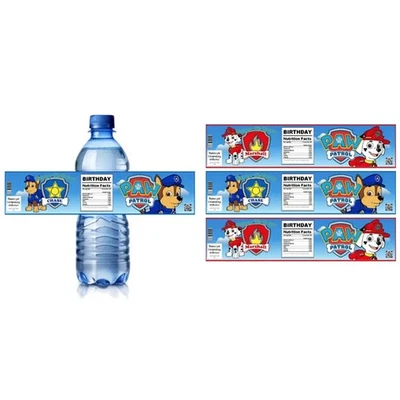 Etiquetas personalizadas para botellas de agua de cumpleaños, diseño Marshall and Chase, 8,5 x 2 pulgadas, Foto 1 de 4