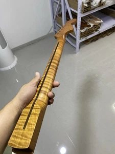 Large Reverse headstock 22Frets Roasted Flame Maple Electric guitar neck - Picture 1 of 5
