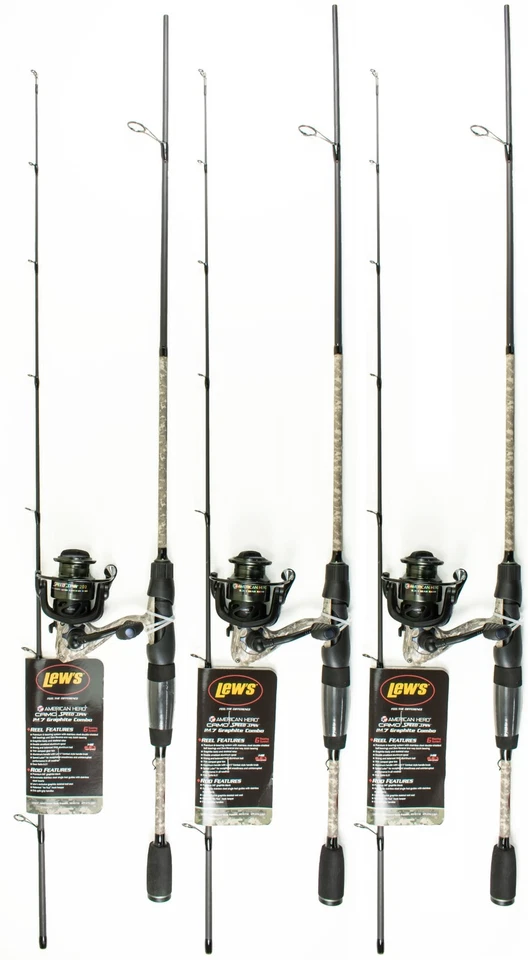 (LOT OF 3) LEWS AMERICAN HERO CAMO 200 6' MED 2PC SPINNING COMBO AHC2060M-2 - Image 1 of 1
