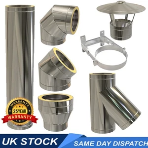 Twin Wall Insulated Flue Pipe HETAS Certified 6inch Wood Burning Multifuel - Picture 1 of 51
