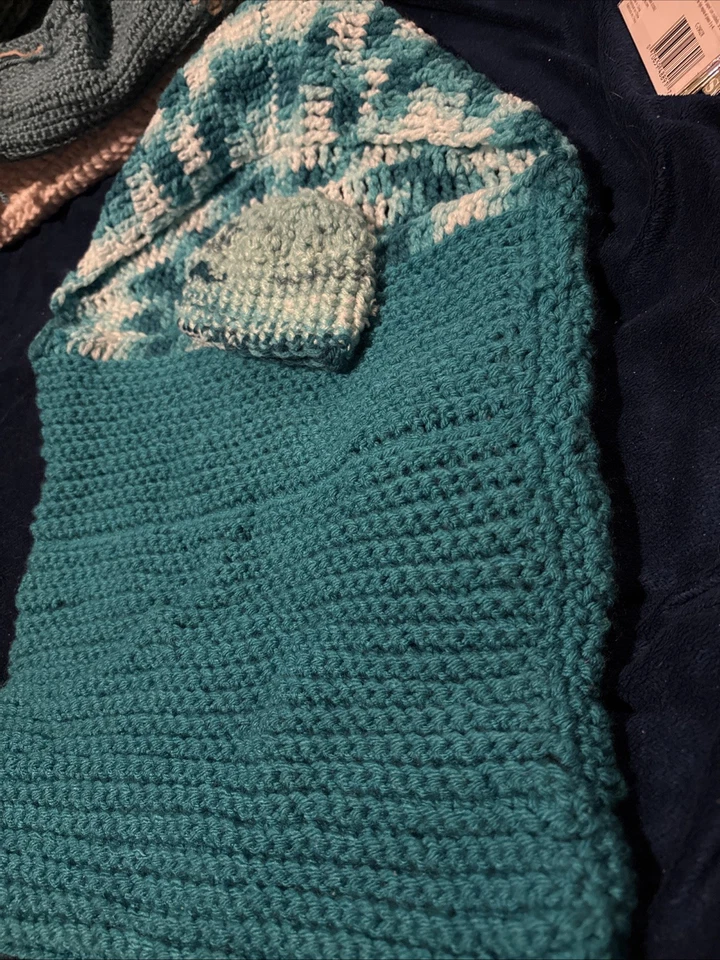 HOODED BABY BUNTING WITH BUTTONS Handmade 0-9 MONTHS CROCHET Includes Free Hat - Image 1 of 4