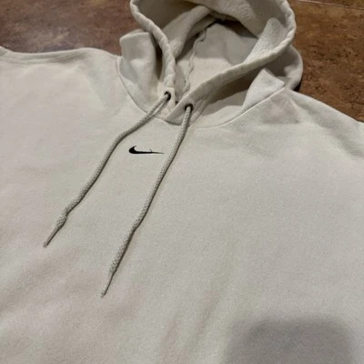Nike Vintage Marshmallow Cream Center Swoosh Hoodie Sweatshirt Silver Tag XXL - Image 1 of 4