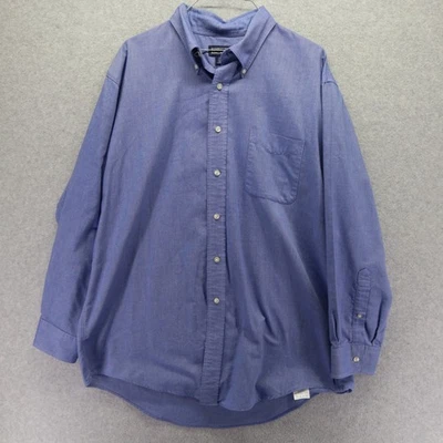 Camisa Lands End Para Hombres 17-33 Regular Informal Bolsillo Abotonado Azul Manga Larga Foto 1 de 4