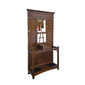 Wardrobe hallway wardrobe wall coat rack antique around 1920 oak W: 111 cm -11735- - Picture 1 of 8