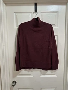 Women’s Saks Fifth Avenue Cashmere Mock Neck Sweater Purple Wine Size Medium  - Picture 1 of 6