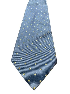 Corbata Boggi Milano Mezcla Seda Lunares Azul Claro Amarillo Hecha en Italia Foto 1 de 4