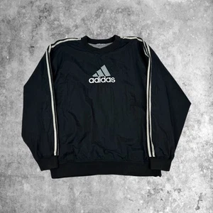 Adidas 90s Retro Pullover Windbreaker Sweatshirt Jumper Black L/XL - Picture 1 of 4