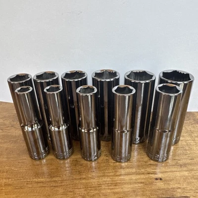 Craftsman Overdrive 11 pc. 1/2" Drive 6 pt. SAE Deep Socket Set 3/8'' - 1'' - Image 1 of 4