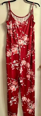 Gently Used Plus Size (2X) Plum/Red Base Floral Romper (EUC) - Imagem 1 de 4