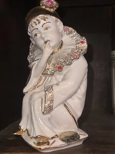 Pasta De Limoges Harlequin Clown Swarovski Crystal After RG Oggetti Capodimonte - Picture 1 of 4