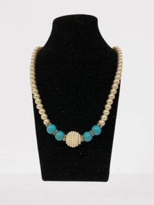 Halskette Statementkette Collier Halsband Perlenkette Modeschmuck Türkis Elegant - Bild 1 von 1