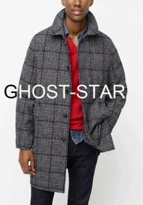 J.CREW overcoat jacket long coat oversized glen plaid Ludlow 42S XL baggy grey - Picture 1 of 10