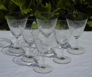 Vallerysthal - Service de 6 verres à vin blanc en cristal gravé Haut. 11 cm - Imagen 1 de 5