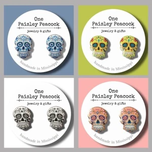 Sugar Skull Earrings-Your Choice-Dangles-Studs-Day of the  Dead-Frostopia - Picture 1 of 84